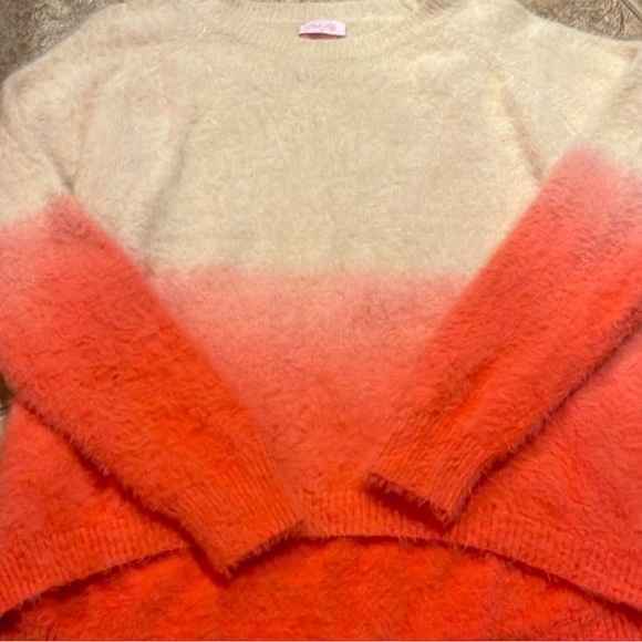 Pink Lily vibrant heart ombré‎ coral sweater - Picture 1 of 4